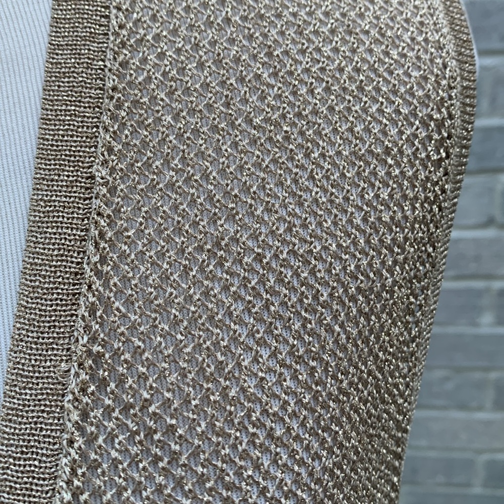 Chico’s Travelers Gold Mesh Duster Vest Medium - Picture 2 of 8